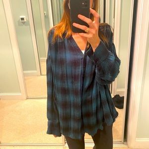 Free People Come on Over Oversized Plaid Shirt